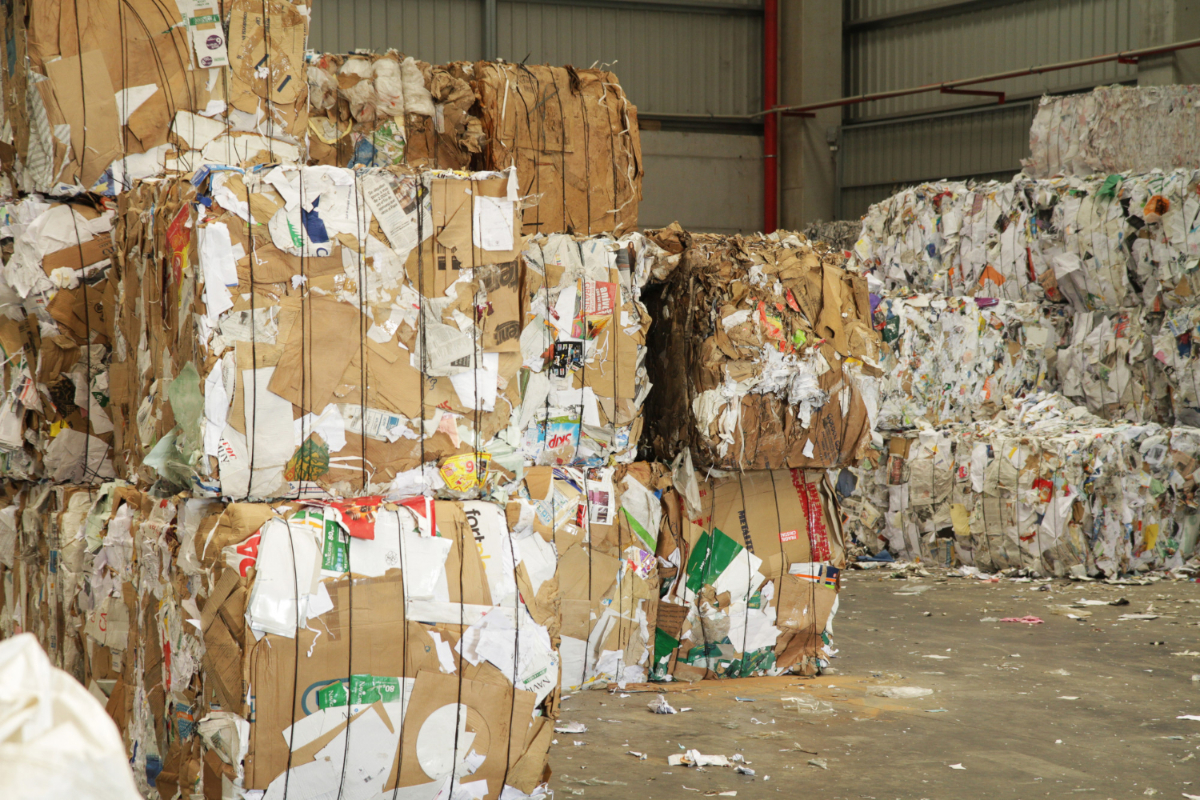 Skład tektury do recyklingu. zrównoważone praktyki w przemyśle tekturowym